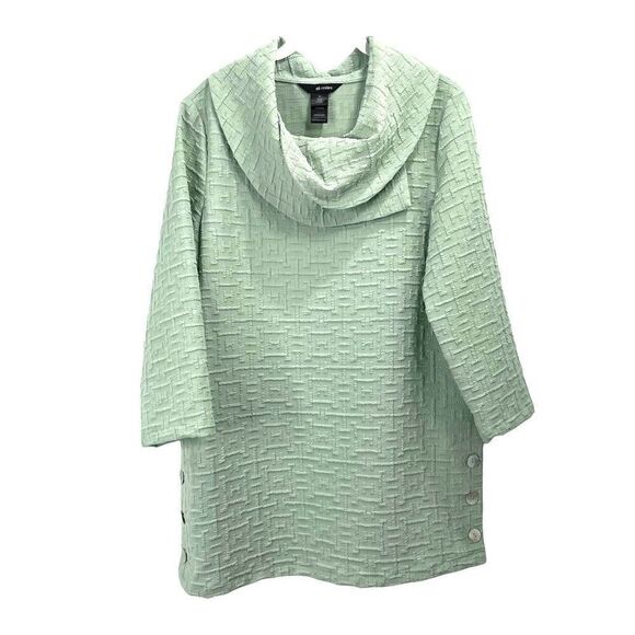 Ali Miles textured cowl neck tunic top Size S boho lagenlook side slits - Picture 1 of 7